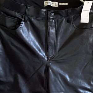 Abercrombie & Fitch Black Leather Straight Leg Jeans